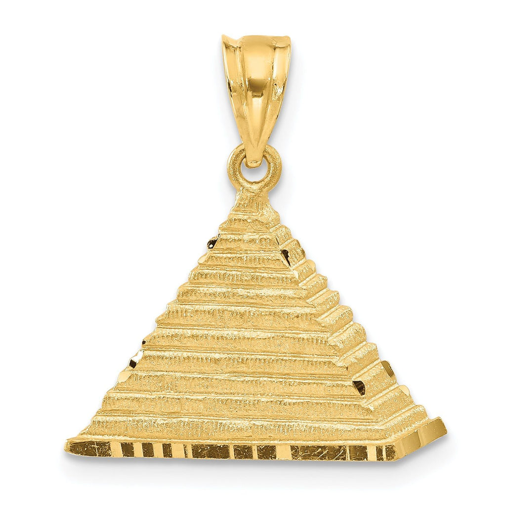 14K Gold Pyramid Charm with Open Back Design Solid and Elegant