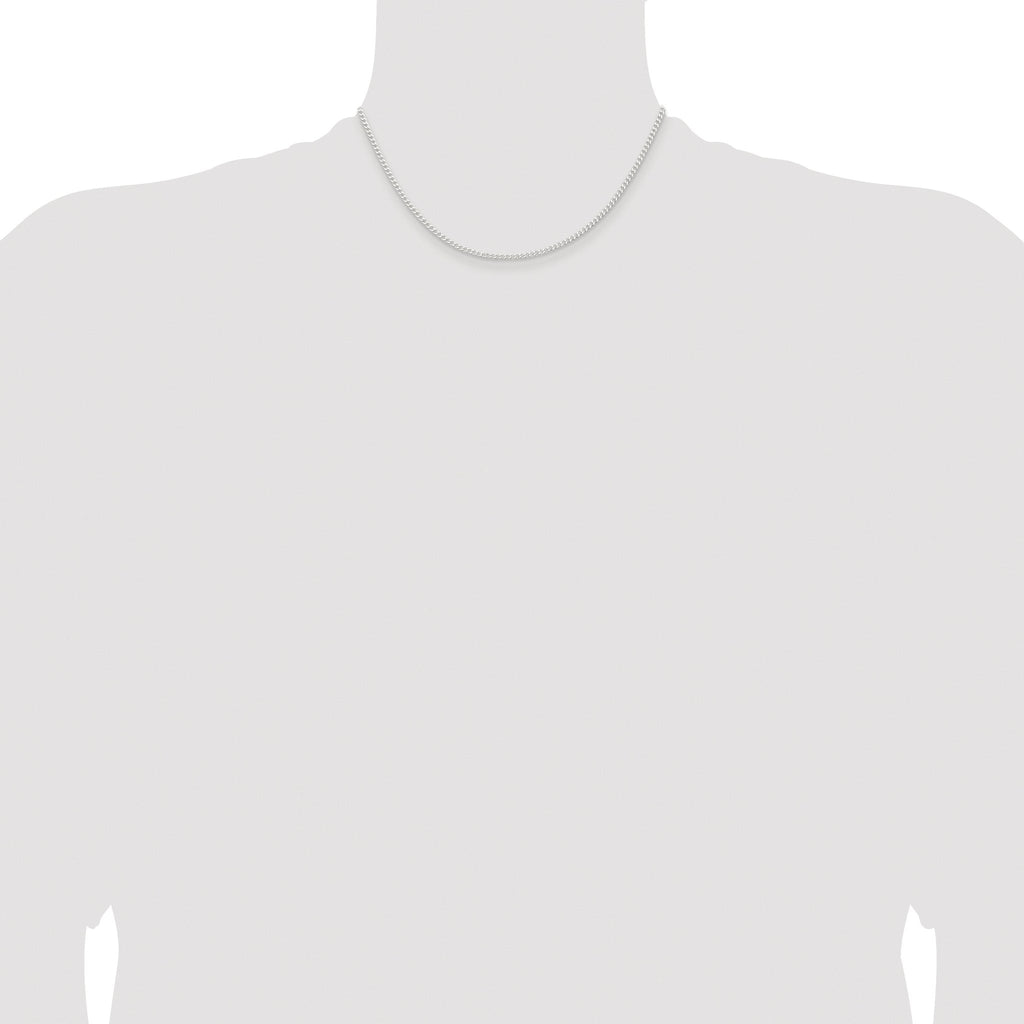 Beveled Curb Chain Necklace in Sterling Silver, 2.3mm