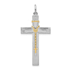 Sterling Silver 925 Rosary Cross Pendant with Gold Accents