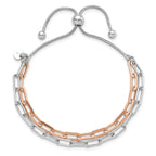 Sterling Silver Rh-p & Rose-tone 2-strand Bolo Bracelet