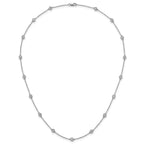 14k White Gold Complete 7/8 carat Bezel-set Diamond and Cable Chain 16-Station 16 inch Necklace