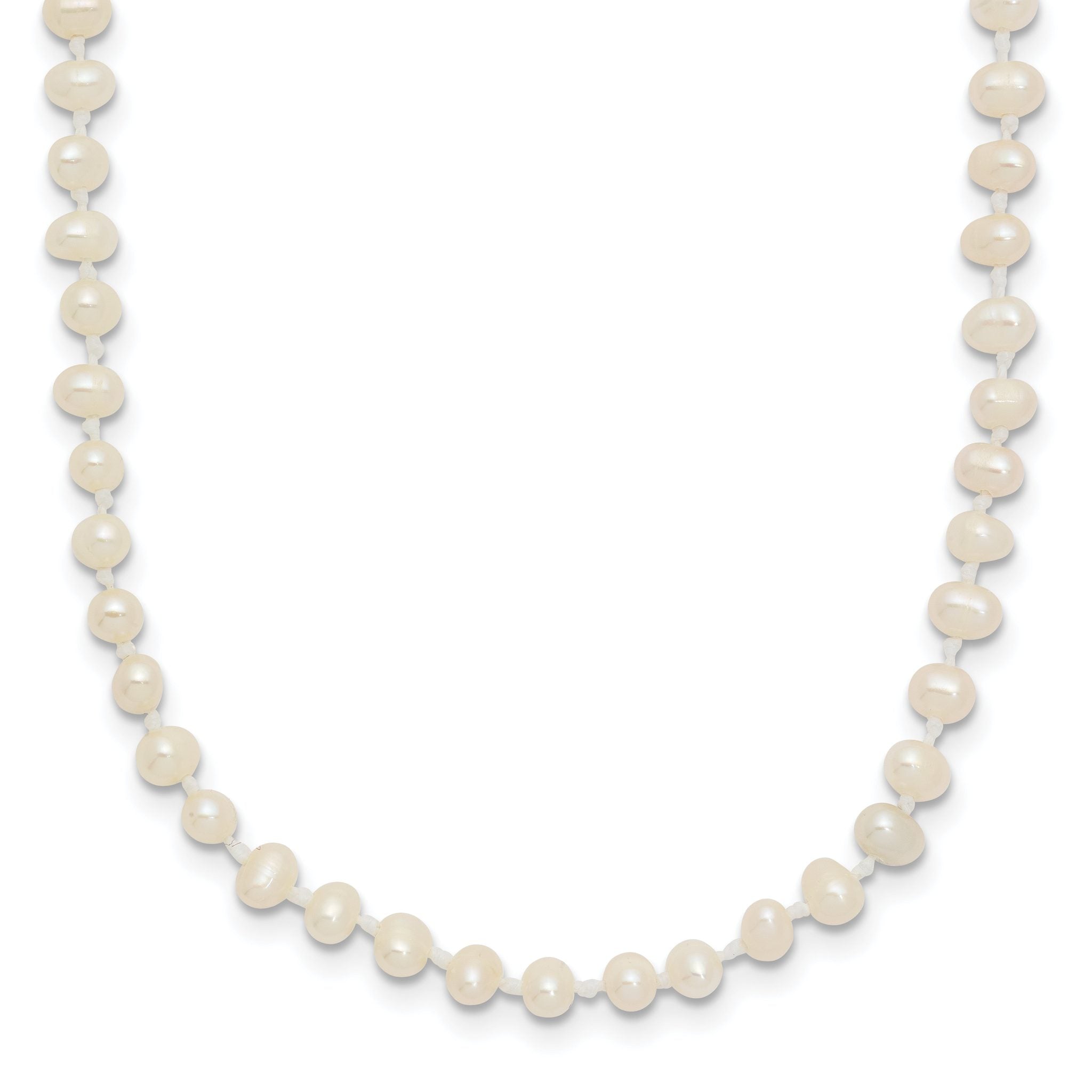 14k Children's 3-4mm White Semi-Round Freshwater Cultured Pearl 12 inch Necklace Secondary image