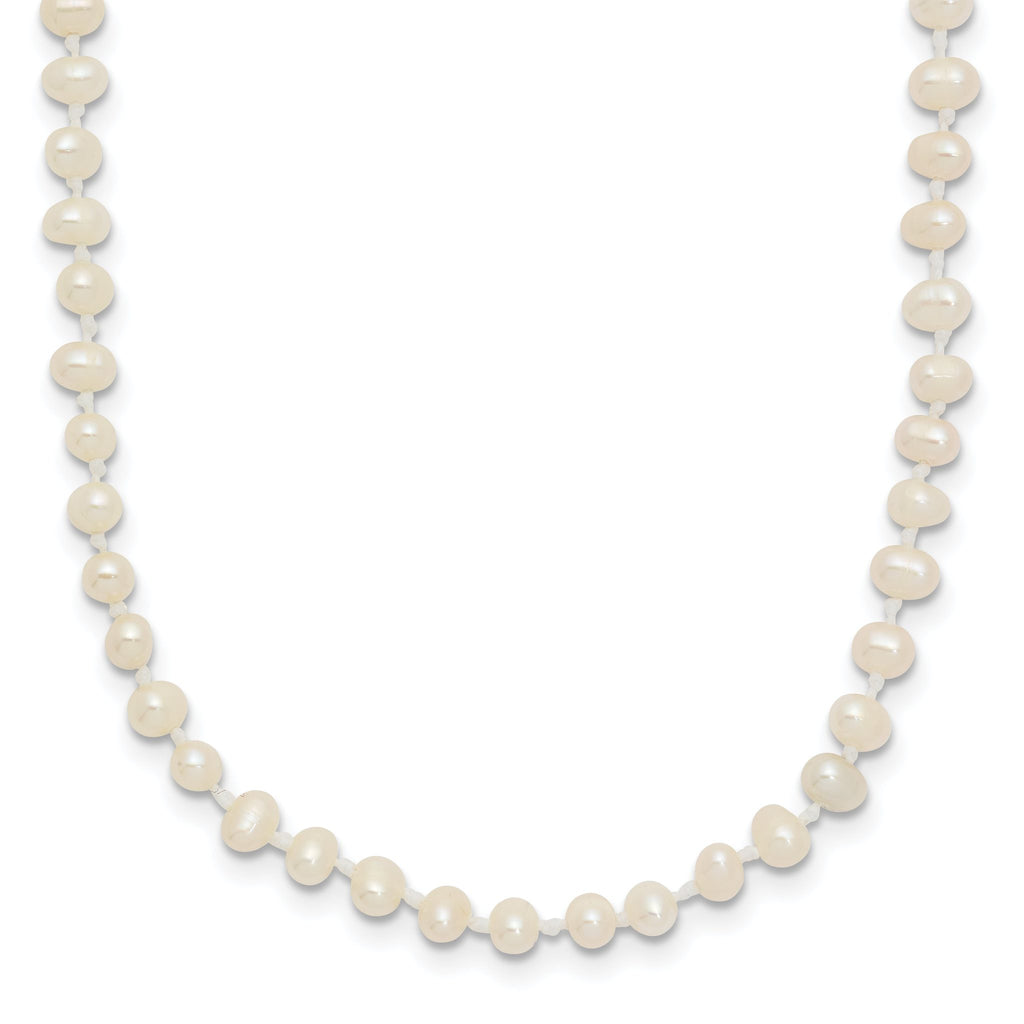 14k Children's 3-4mm White Semi-Round Freshwater Cultured Pearl 12 inch Necklace