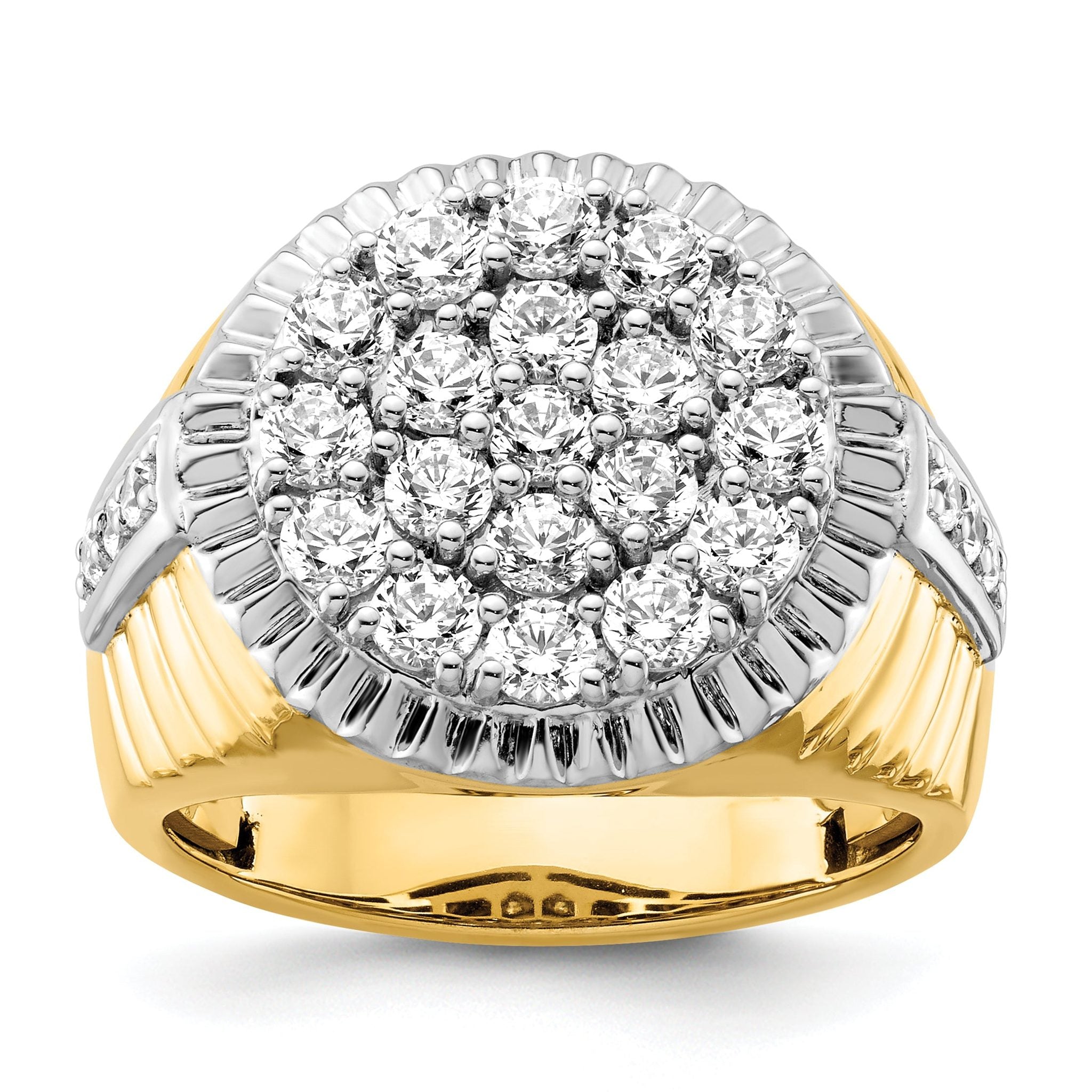 10k Two-Tone 2 carat Lab Grown Diamond VS/SI+ G+ Complete Men's Cluster Ring Main image