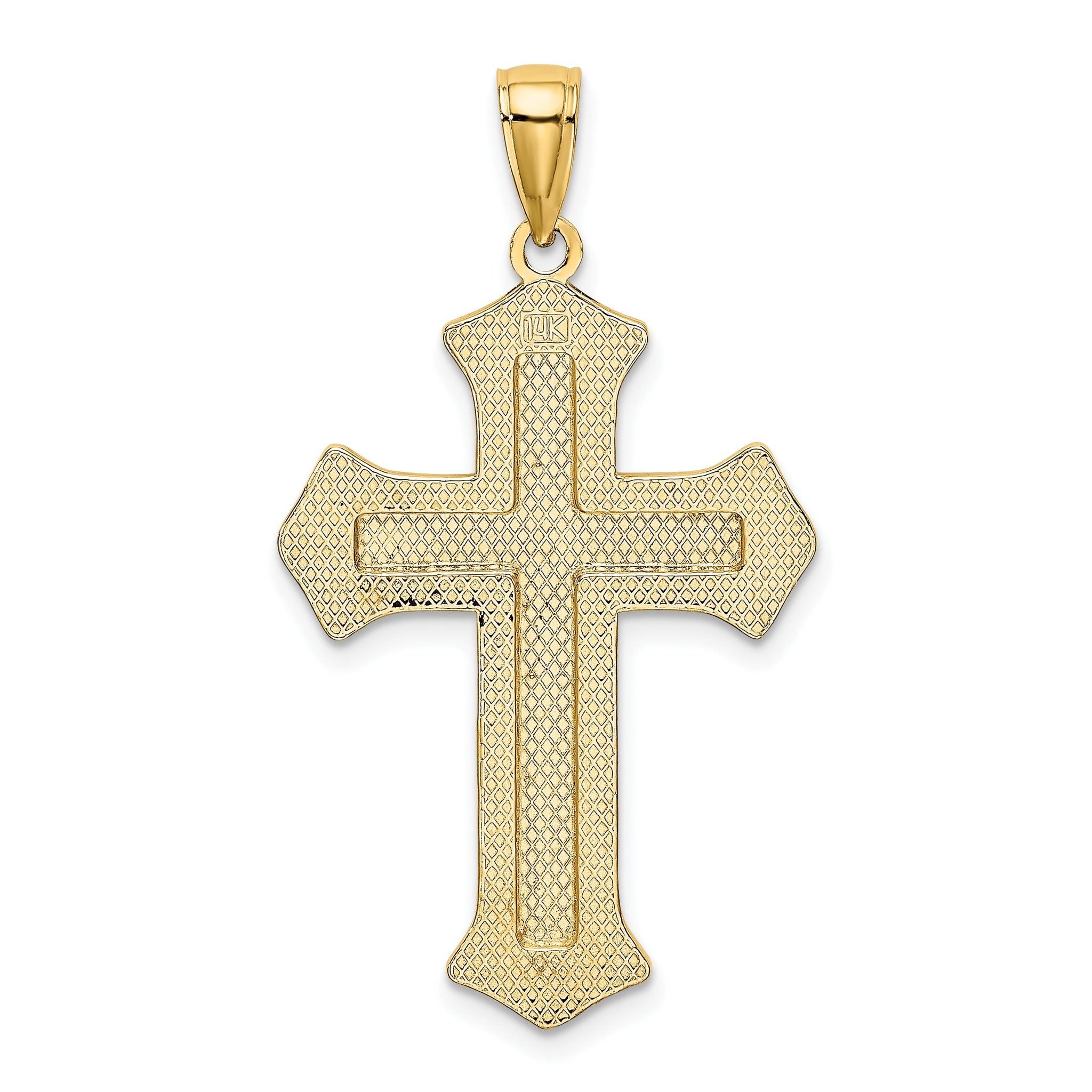 14K 2-D Filigree Center Block Cross Charm
