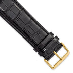 Black Crocodile-Grain Chronograph Watch Band, 20mm