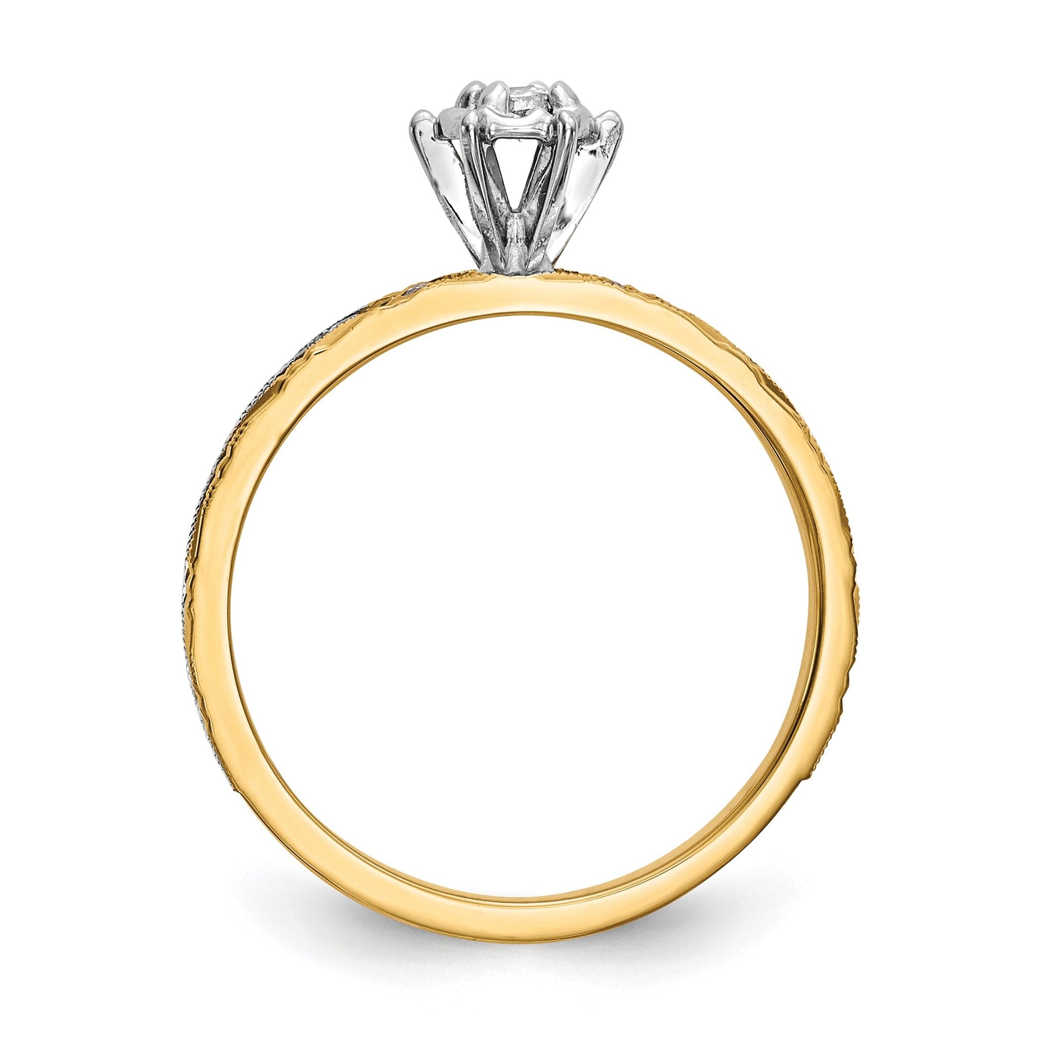 14k and Rhodium AA Quality 1/10 carat Diamond Trio Complete Engagement Ring Secondary image