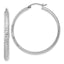 14K White Gold Diamond-cut 3.5x38mm Hollow Hoop Earrings