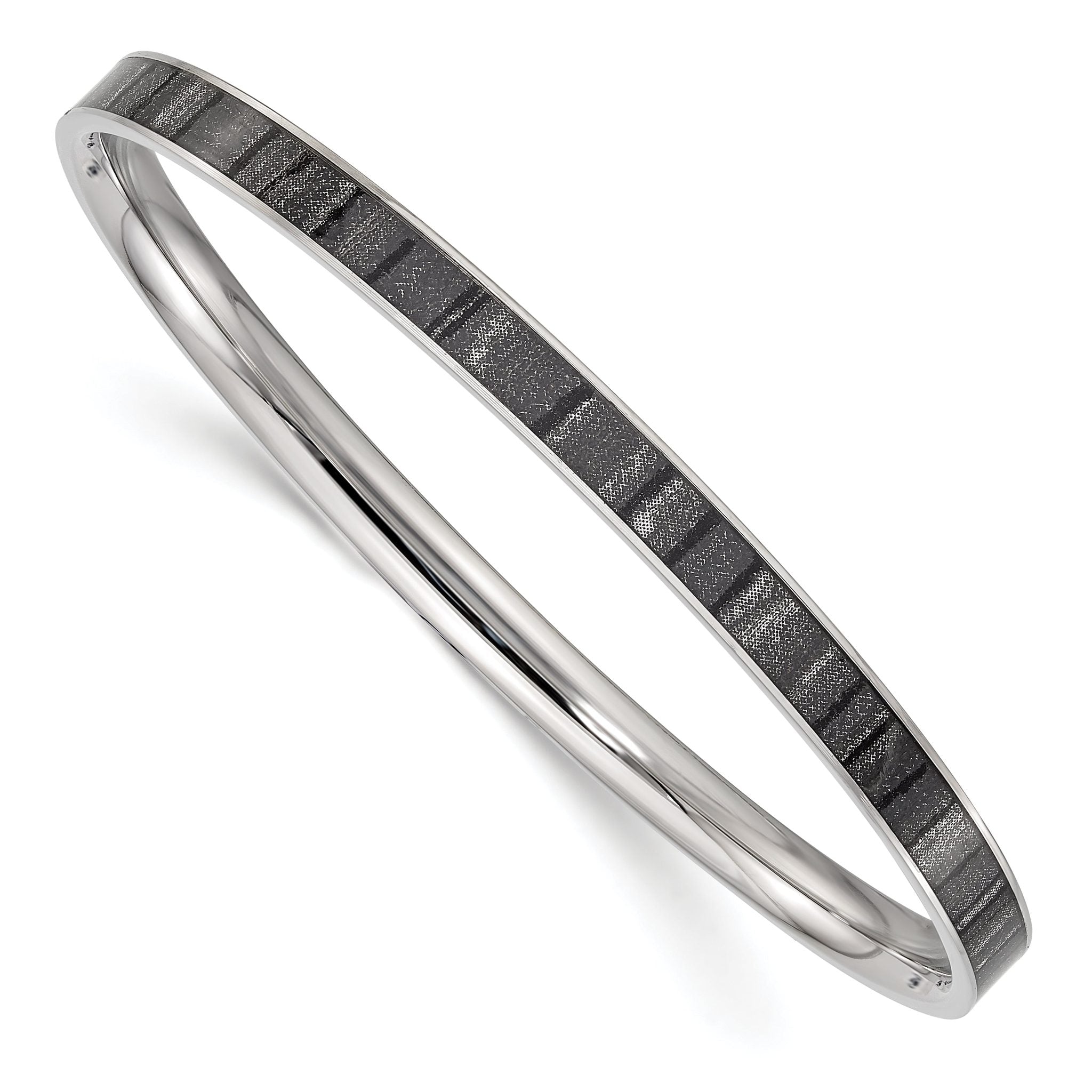 Stainless Steel Polished Black and White Enameled Bangle Bracelet for Women Main image