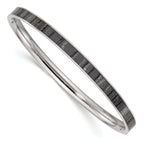 Stainless Steel Polished Black and White Enameled Bangle Bracelet for Women