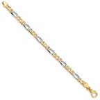 14K Two-tone 7 inch 5.8mm Hand Polished Fancy Link with Fancy Lobster Clasp Bracelet