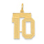 14K Gold Satin Finish Number 10 Charm  Medium Brushed Laser Cut Design
