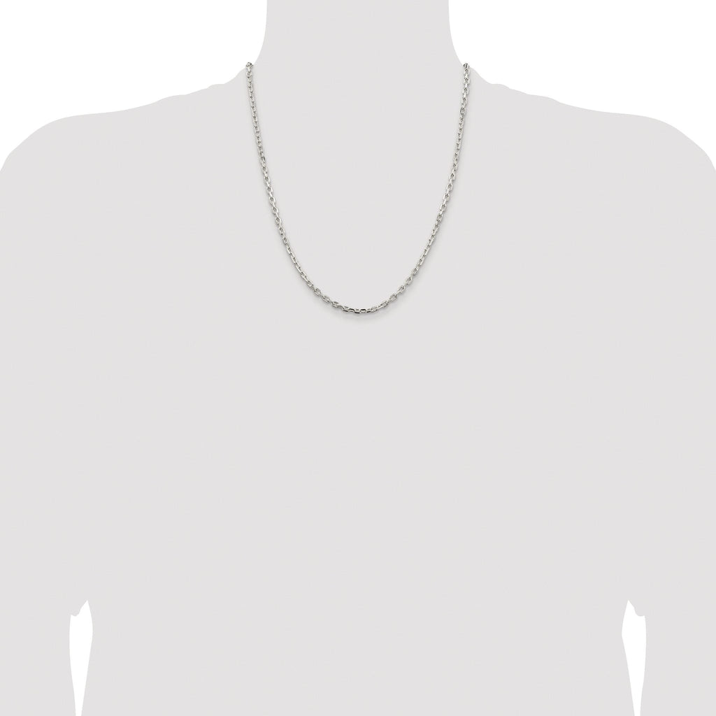 Beveled Oval Cable Chain Necklace in Sterling Silver, 3.25mm