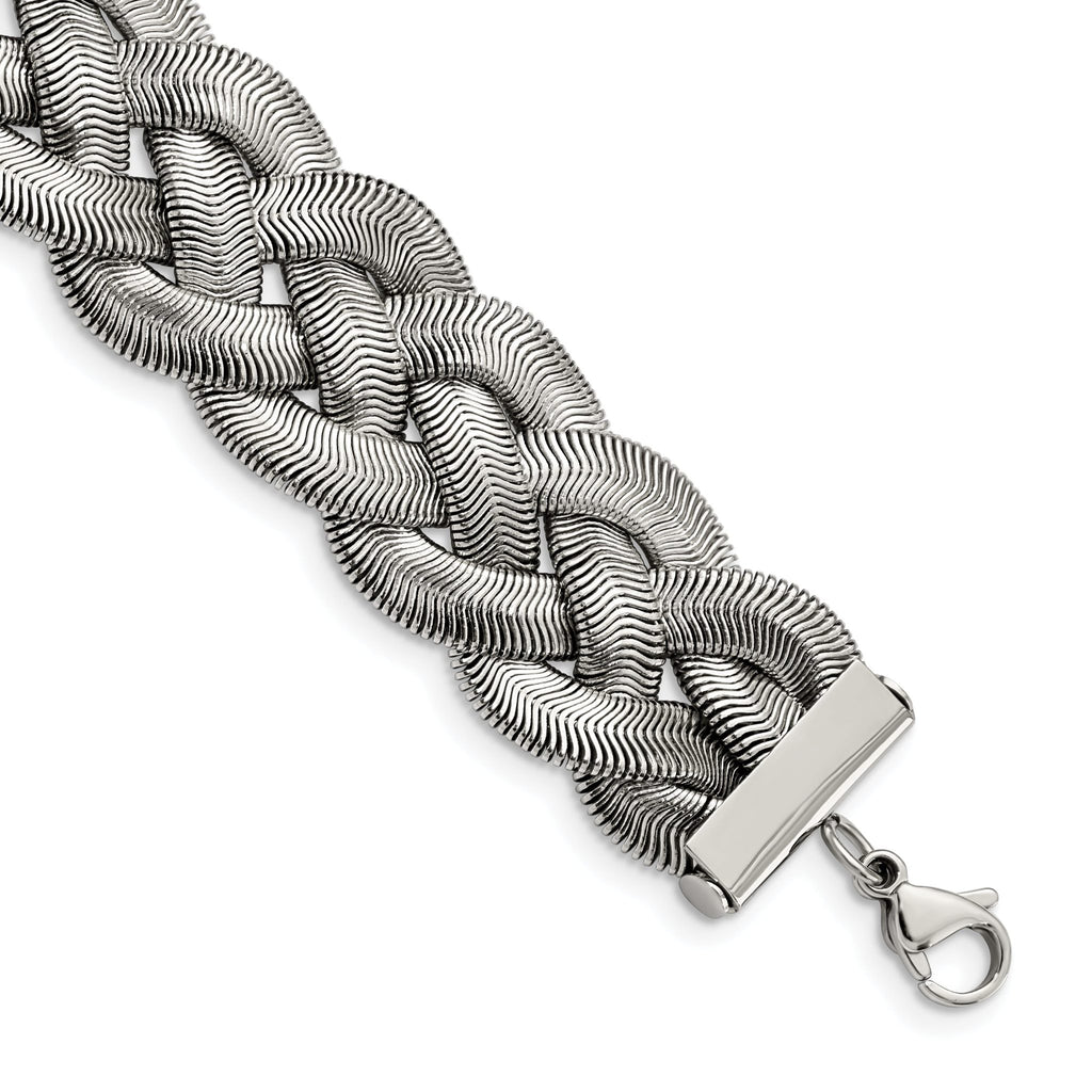 Stainless Steel Polished Braided Mesh with ext. Bracelet for Women