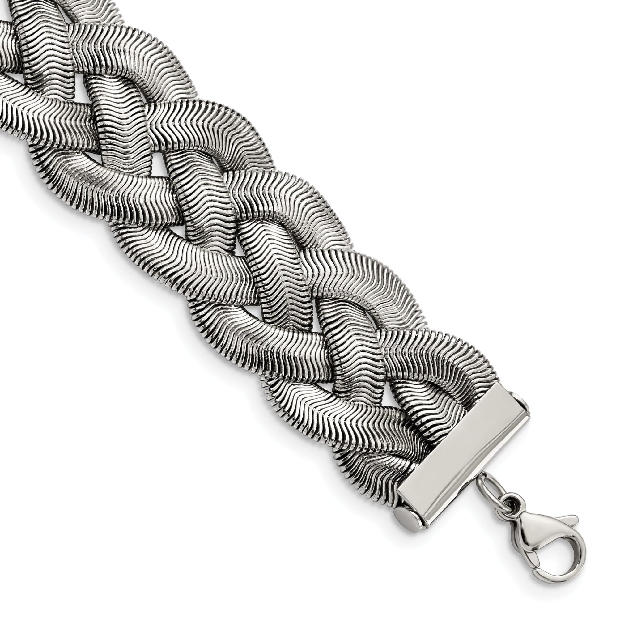 Stainless Steel Polished Braided Mesh with ext. Bracelet for Women