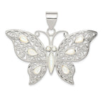 Sterling Silver Mother of Pearl Butterfly Pendant with Filigree Detailing