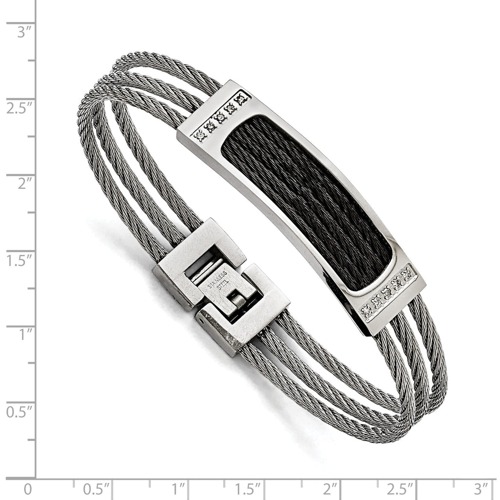 Stainless Steel Polished Black IP-plated with .15 carat Diamond Bracelet