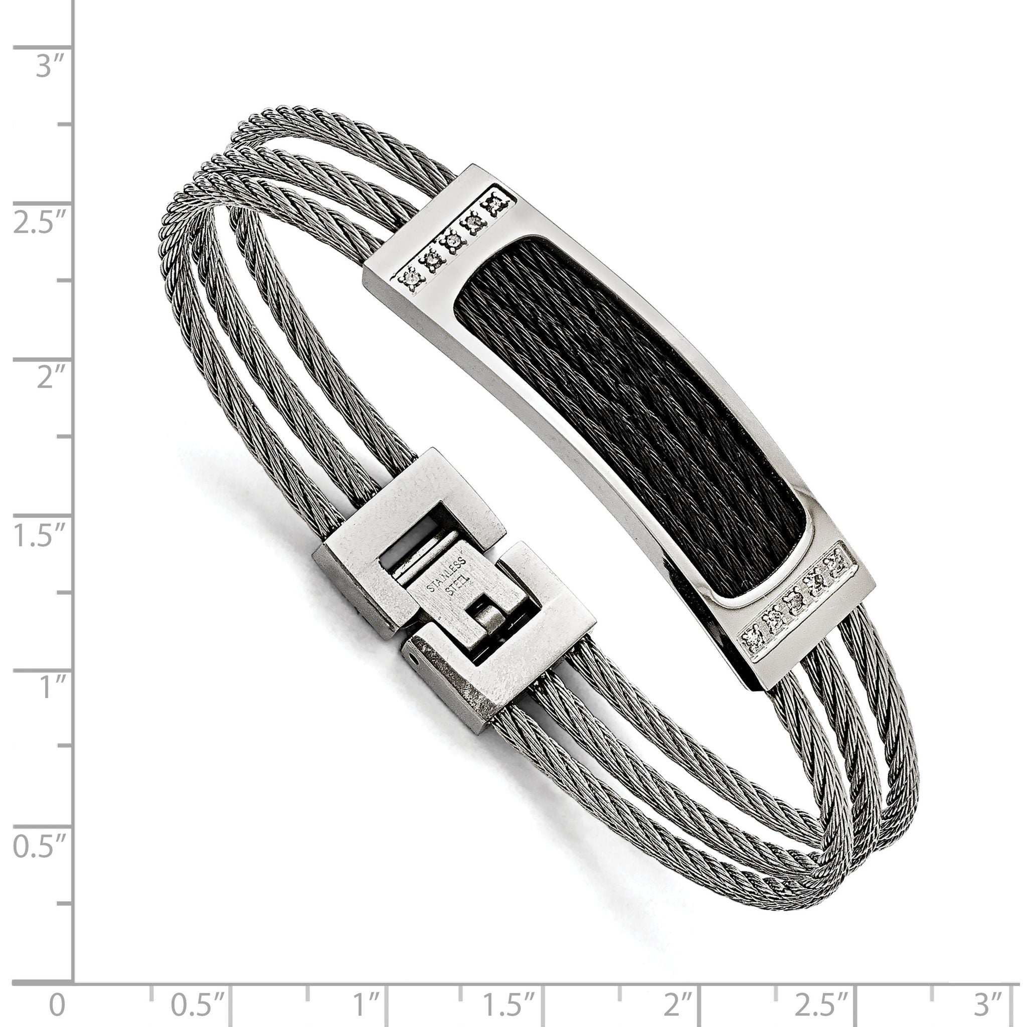 Stainless Steel Polished Black IP-plated with .15 carat Diamond Bracelet