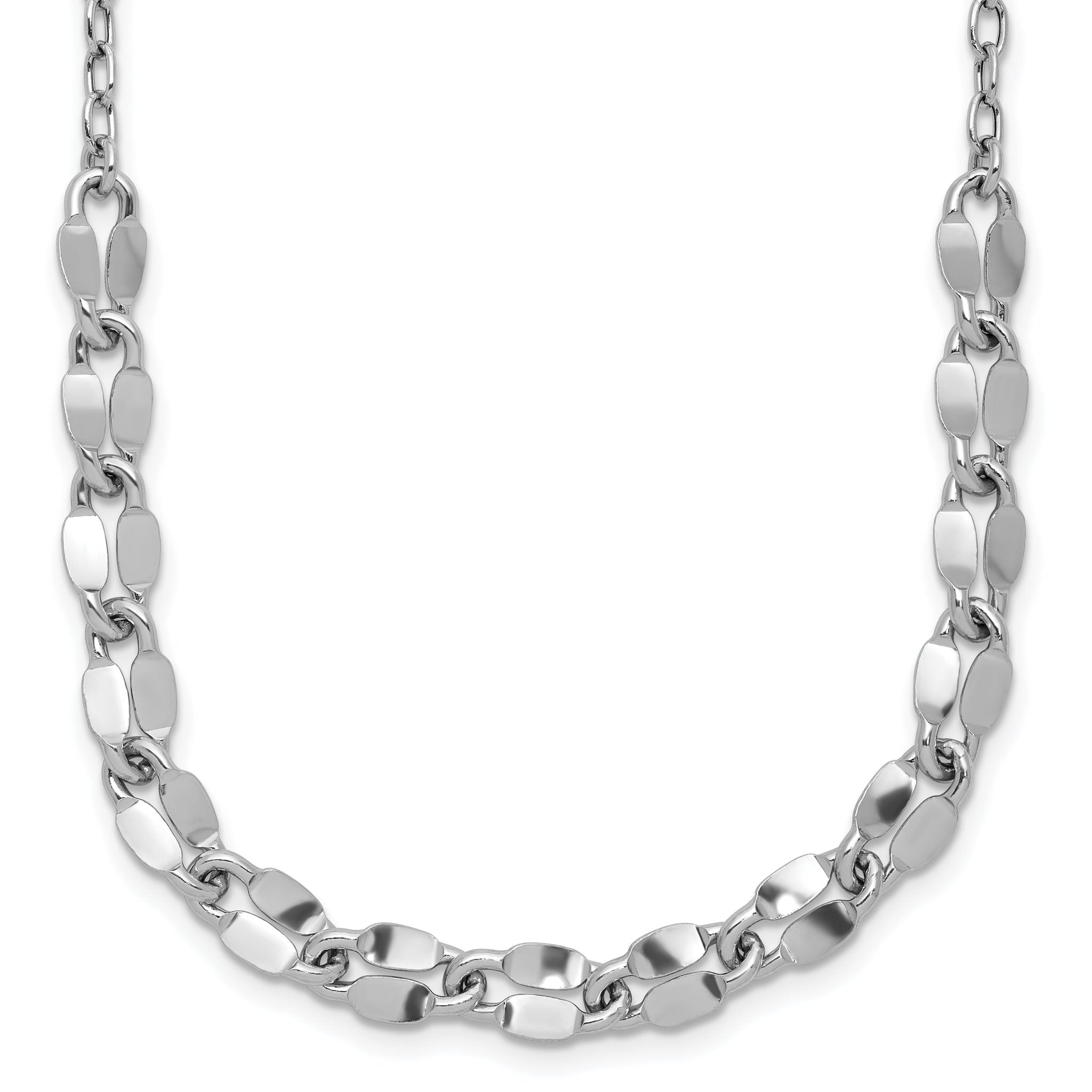 Sterling Silver RH-plated Pol. Fancy Link w/2in ext. Necklace Main image