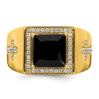 14k Onyx and Diamond Cross Mens Ring
