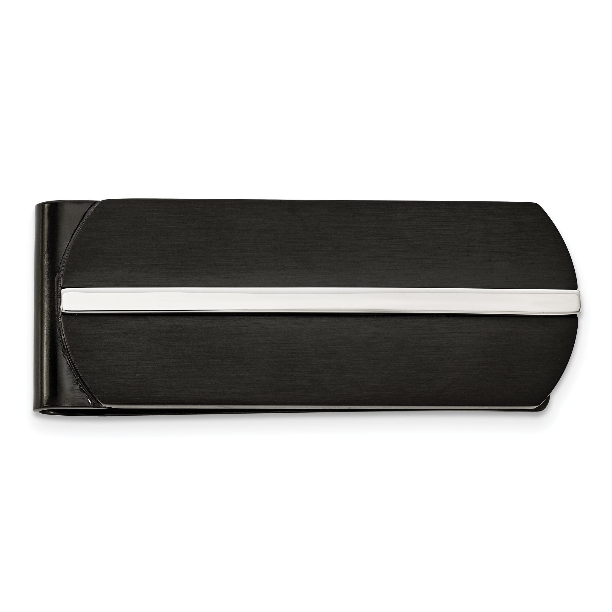 Chisel Stainless Steel Brushed and Polished Black IP-plated Money Clip Main image