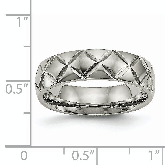 Diamond-Cut Wedding Band in Titanium, 6mm