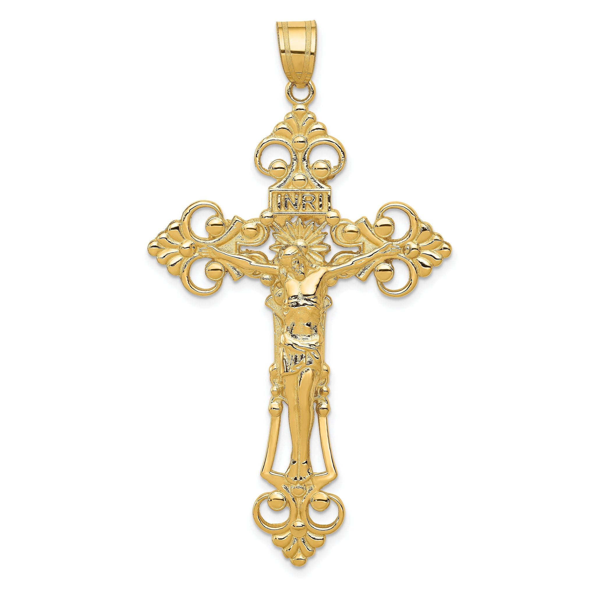 10k INRI Fleur De Lis Crucifix Pendant Main image