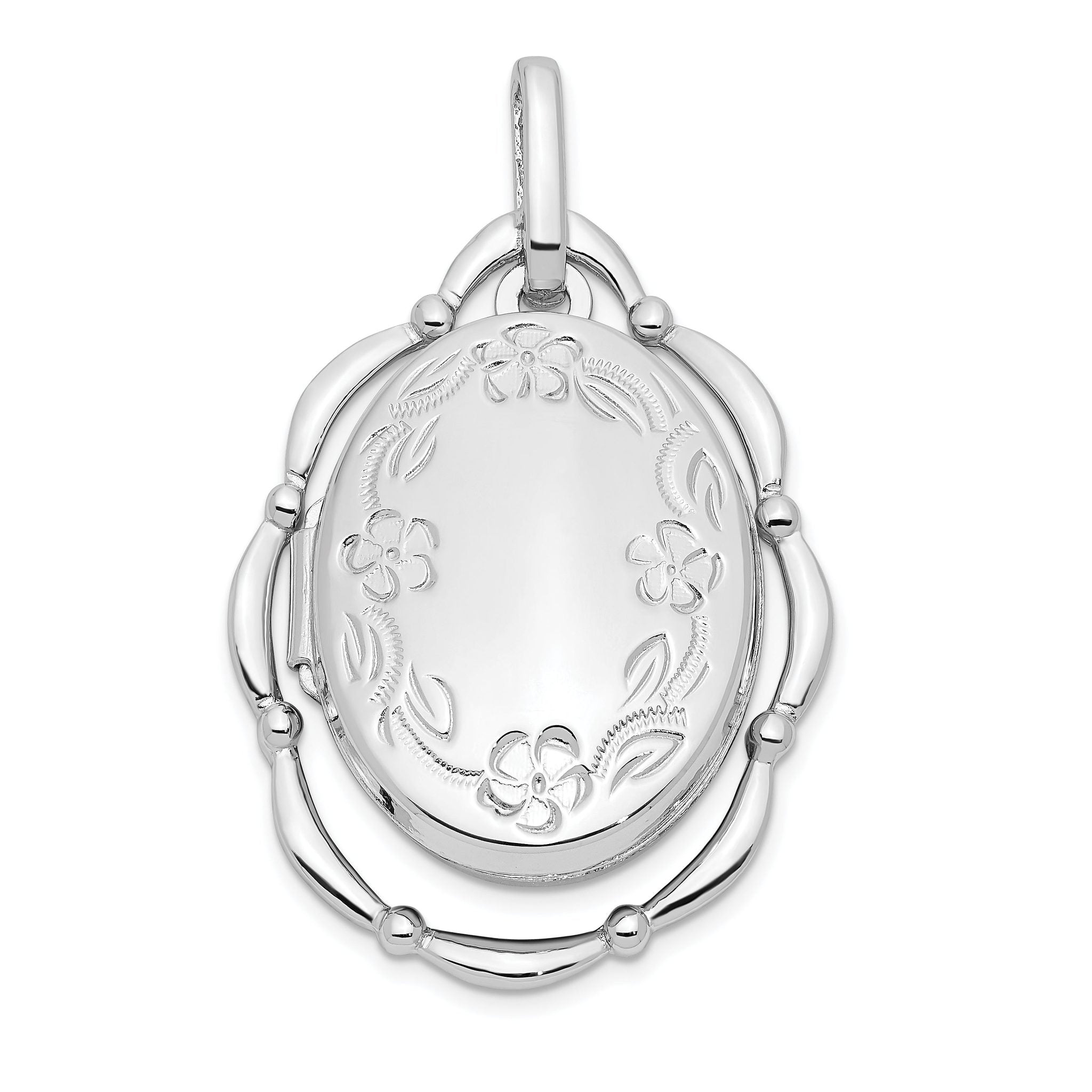 Sterling Silver Rhodium-plated 21x16mm Oval Locket Main image
