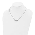 CZ Leaf Pendant Necklace in Stainless Steel, 18in