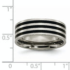 Black IP-Plated Striped Wedding Band in Titanium, 8mm