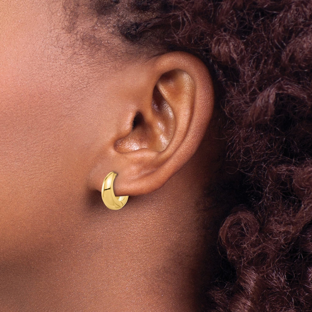 10K Polished Hinged Huggie Hoop Earrings