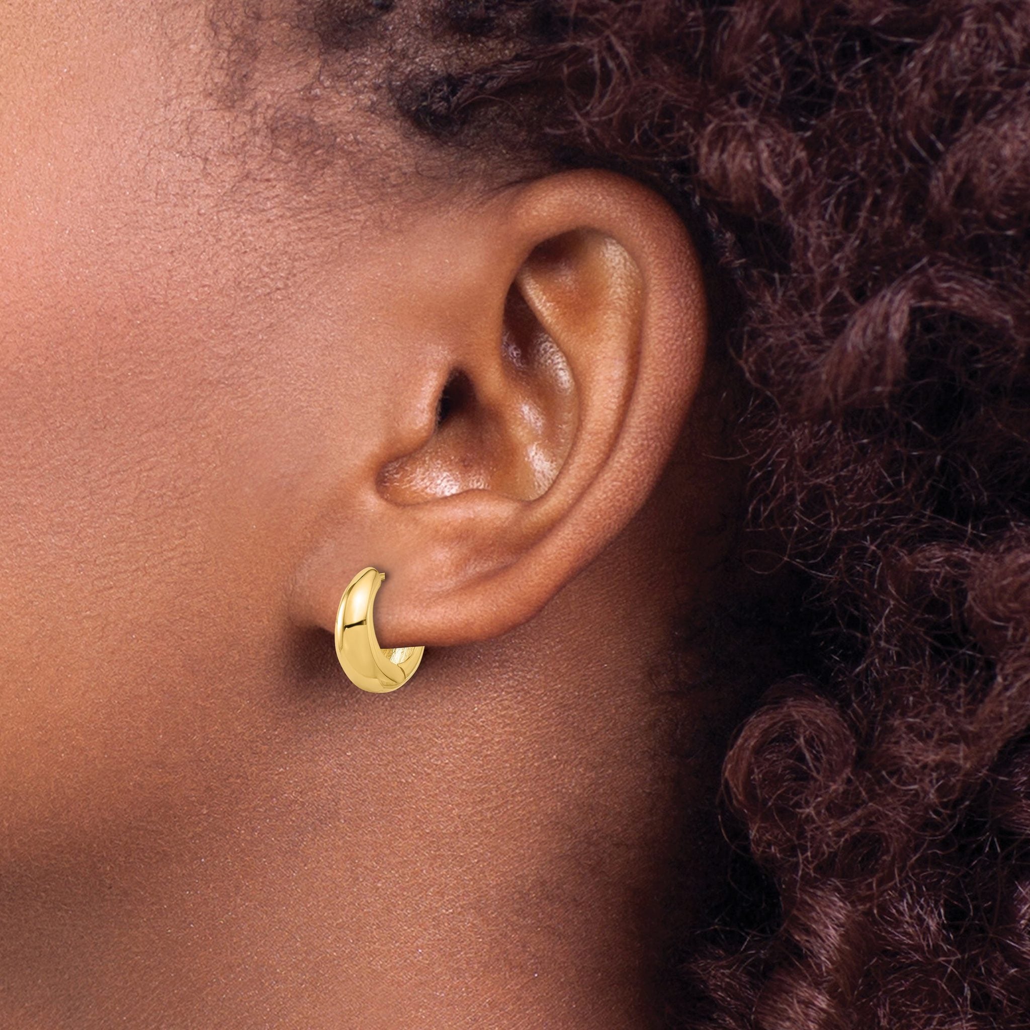 10K Polished Hinged Huggie Hoop Earrings
