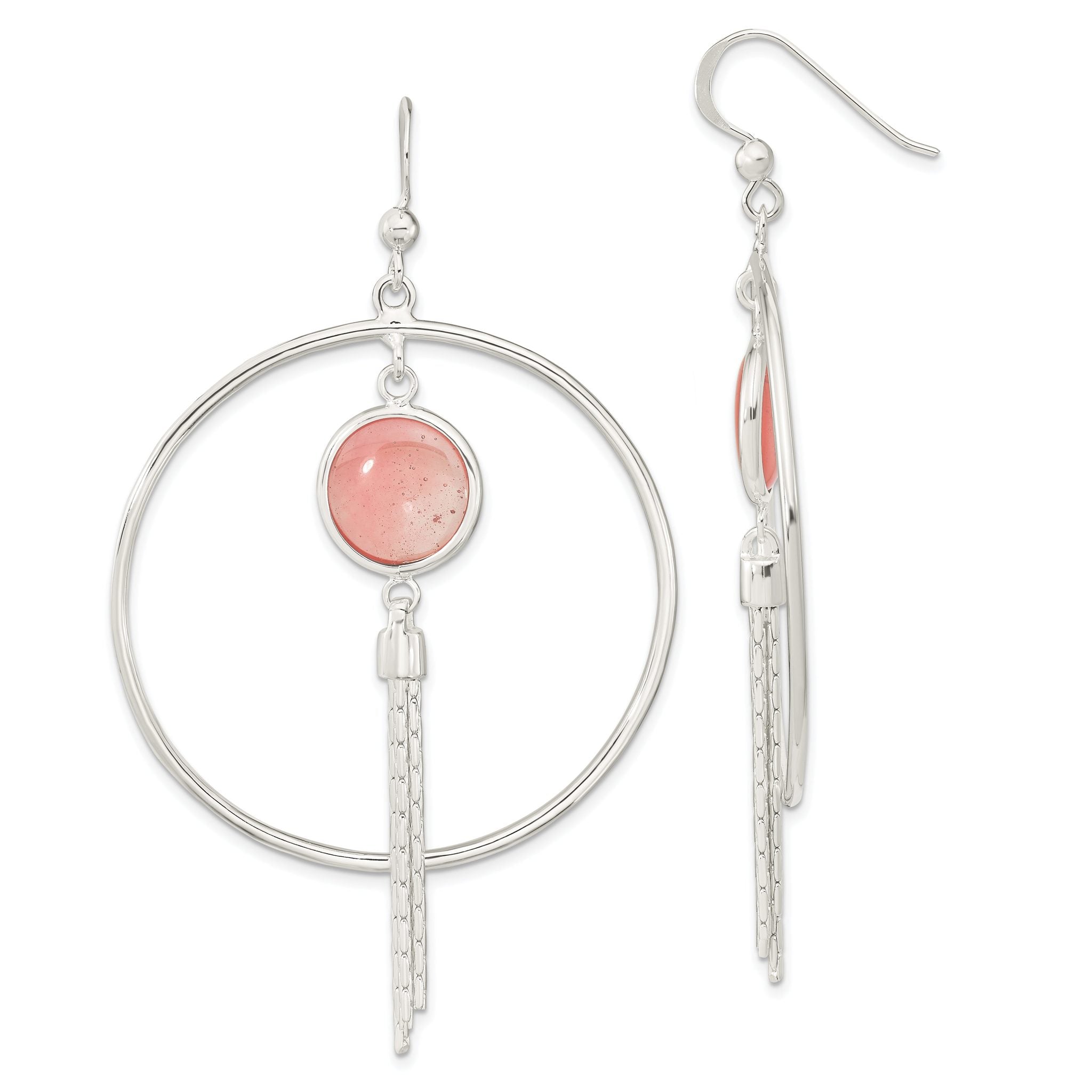 Sterling Silver Polished Dyed Agate Fancy Dangle Earrings