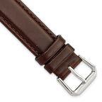 Dark Brown Leather Watch Band with Silver-Tone Buckle, 12mm