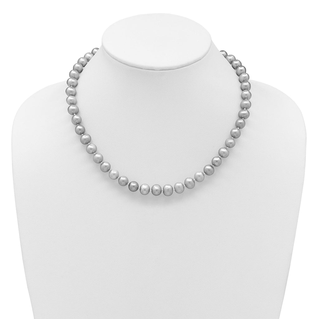 14K 8-9mm Grey Near Round Freshwater Cultured Pearl 16 inch Necklace