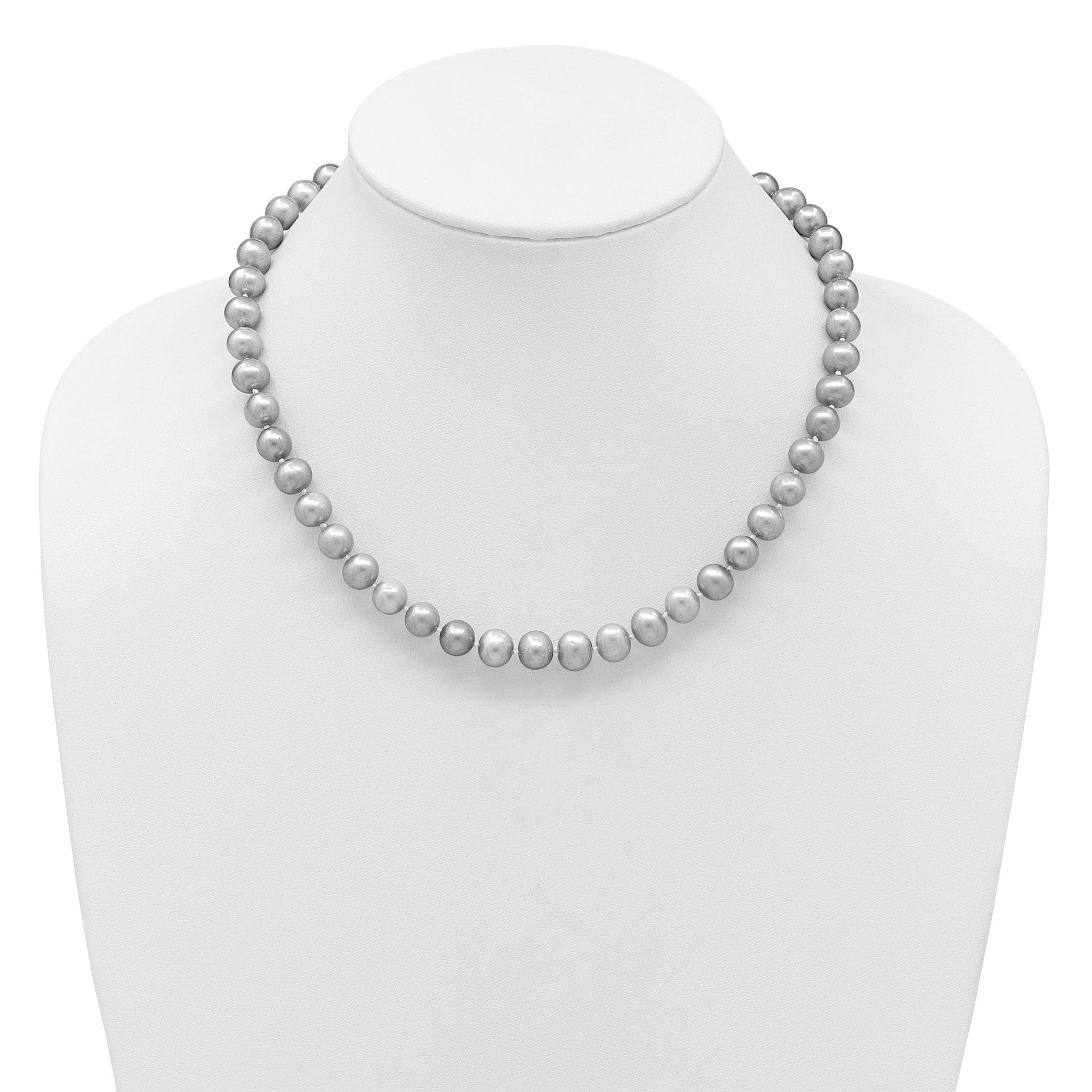 14K 8-9mm Grey Near Round Freshwater Cultured Pearl 16 inch Necklace