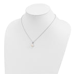 Sterling Silver Rhodium-plated 7-8mm White Teardrop Freshwater Cultured Pearl 17 inch Necklace Button Post Earrings Set