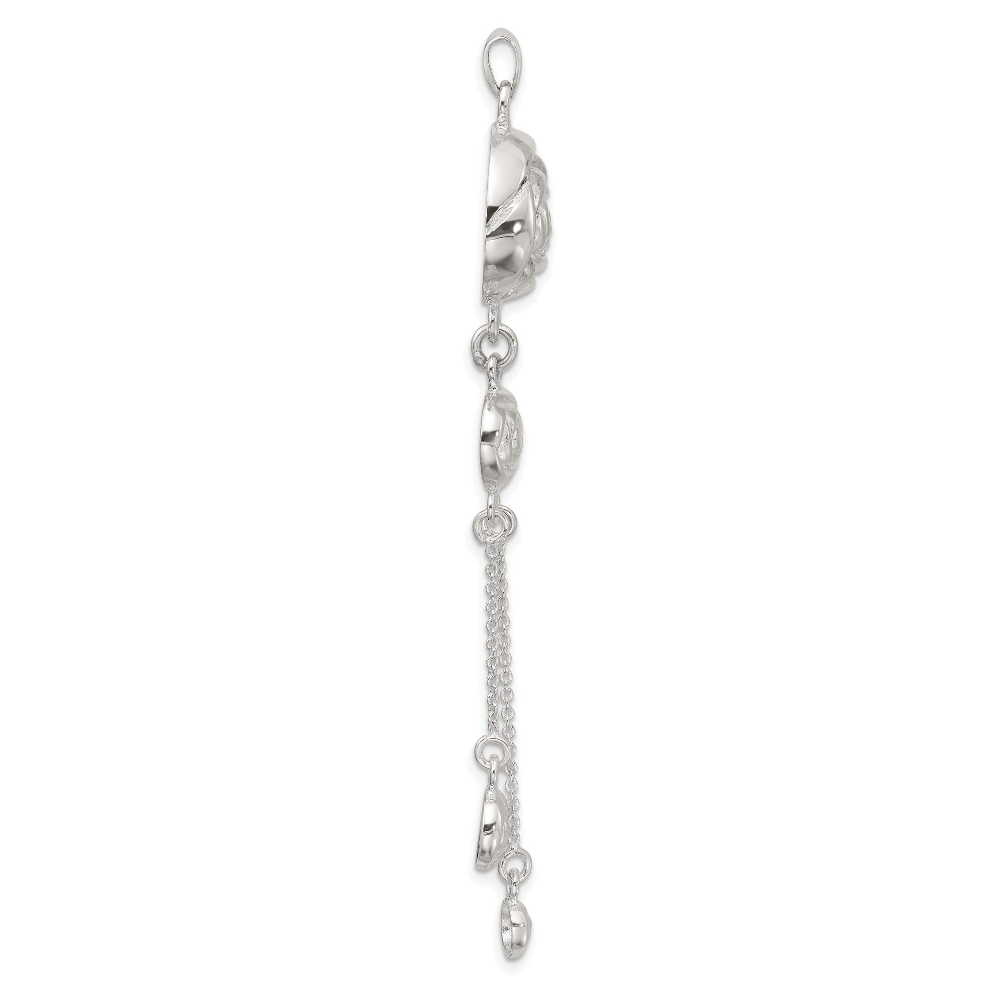 SS Polished Textured Flowers Double Strand Chain Pendant Secondary image