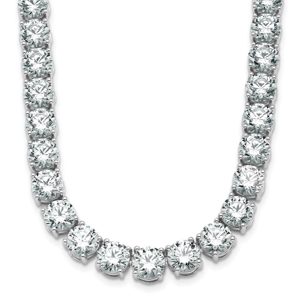14k White Gold 91 carat Lab Grown Diamond VS/SI+ G+ Complete Round 24 inch Straight Tennis Necklace