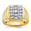 14k Two-tone with White Rhodium Men's Polished Satin and Grooved 1 Carat AA Quality Diamond Ring