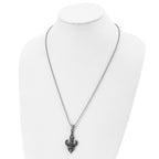Sophia Jewelers Stainless Steel Men's Fleur de Lis Necklace 24 Polished & Antiqued