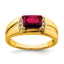 14k Emerald-cut Created Ruby and Diamond Mens Ring