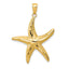 14K Gold Diamond-Cut Starfish Pendant for Men Polished Solid Finish