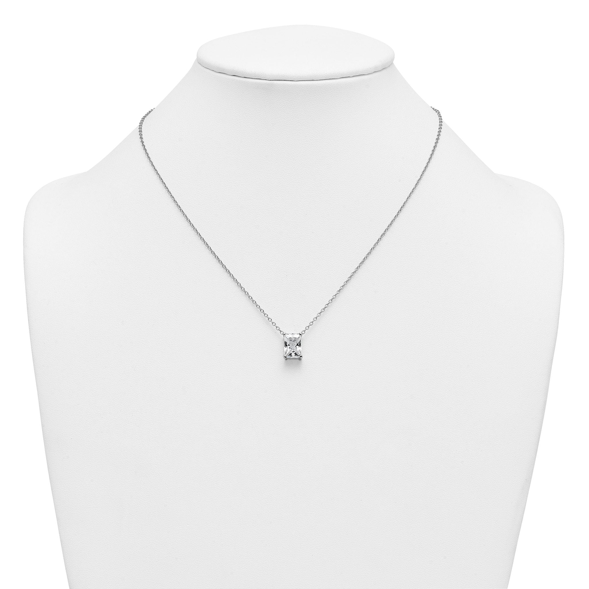 14k White Gold 3 1/2 carat Certified Lab Grown Diamond VS+ F+ Radiant Complete 18 inch Four Prong Pendant Necklace