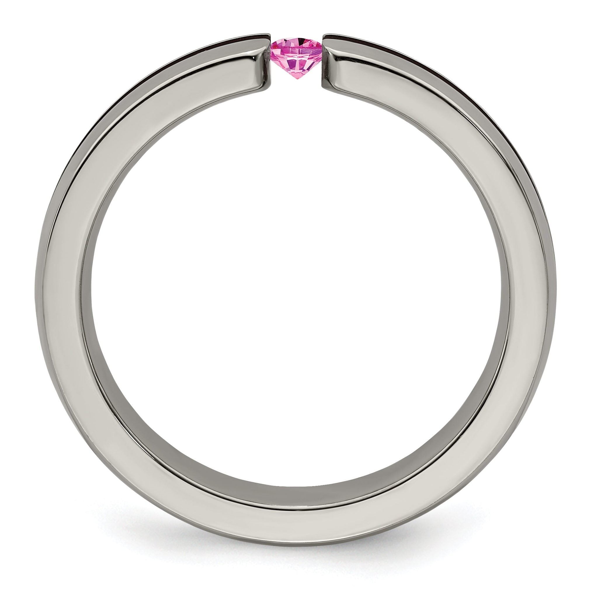 Edward Mirell Titanium Pink Sapphire & Anodized Grooved 4mm Band Secondary image
