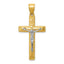 14K Two-Tone Gold Crucifix Pendant with Polished Diamond-Cut Finish