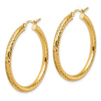10k Diamond-cut 3mm Round Hoop Earrings