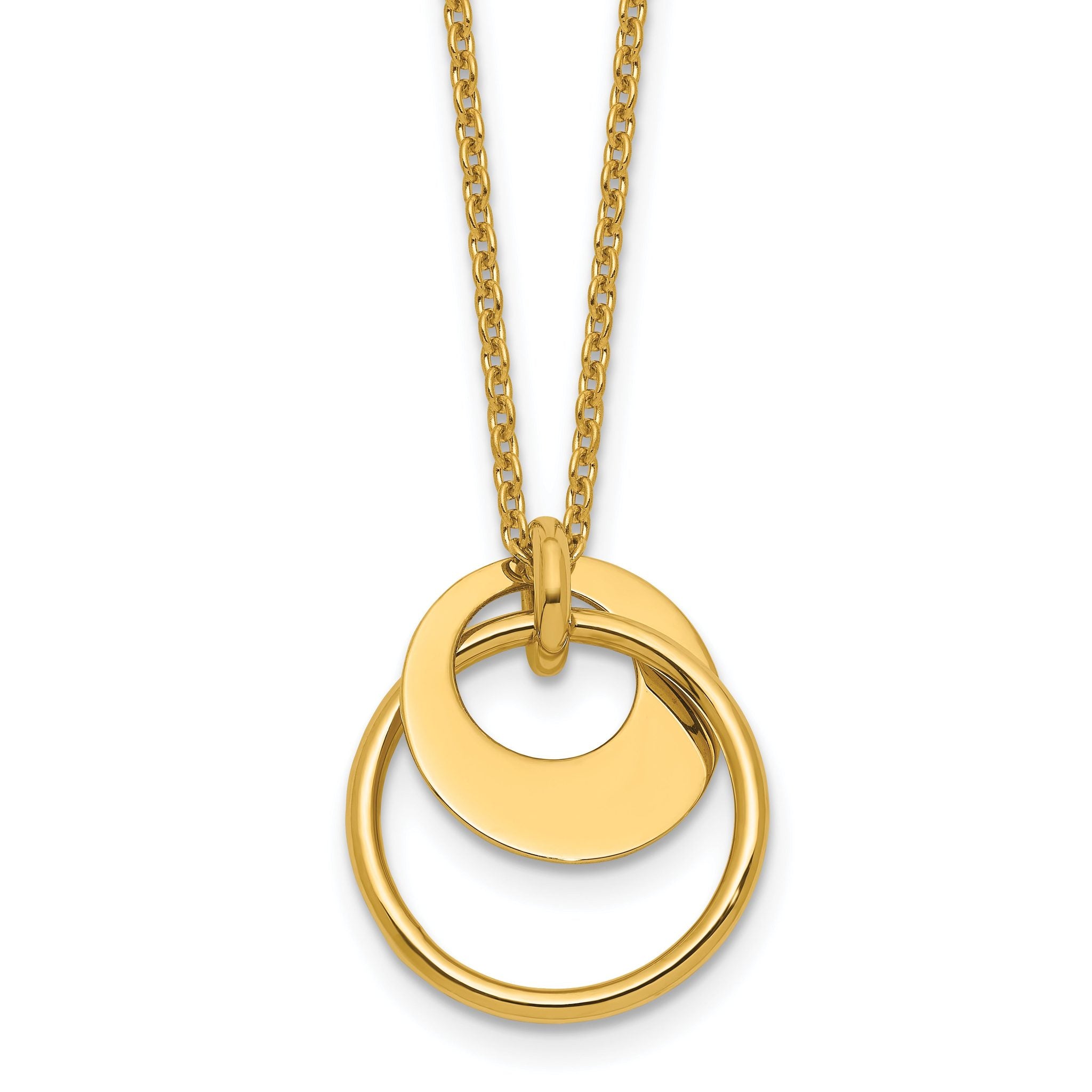 14K Polished Fancy Double Circle w/ 2in Ext .Necklace Main image