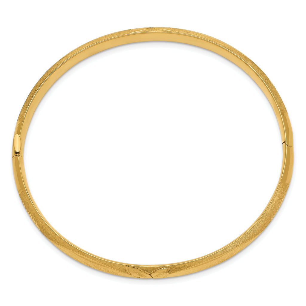 14k 4/16 Florentine Engraved Hinged Bangle Bracelet