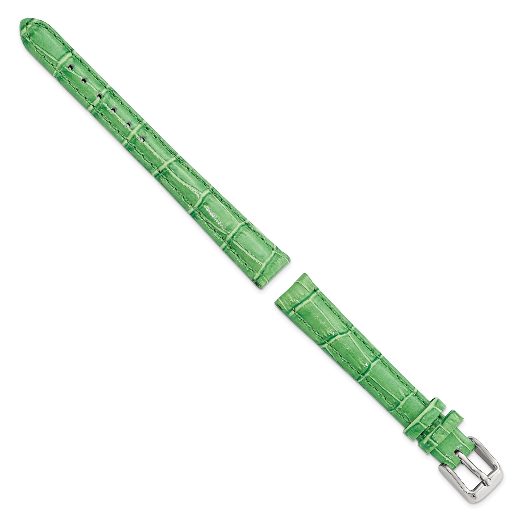 Green Crocodile-Grain Leather Watch Band, 22mm